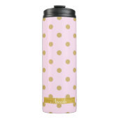 Blush Bord Licht Roze & Goud Polka Dots Patroon Thermosbeker (Voorkant)