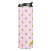 Blush Bord Licht Roze & Goud Polka Dots Patroon Thermosbeker (Gedraaid links)