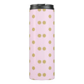 Blush Bord Licht Roze & Goud Polka Dots Patroon Thermosbeker (Achterkant)