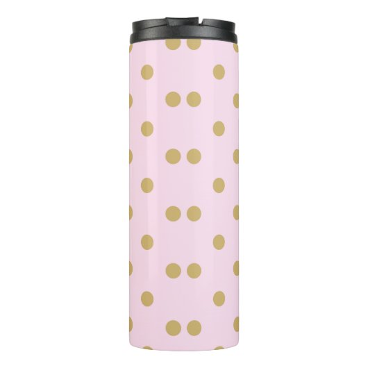 Blush Bord Licht Roze & Goud Polka Dots Patroon Thermosbeker (Achterkant)