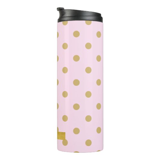 Blush Bord Licht Roze & Goud Polka Dots Patroon Thermosbeker (Geroteerd rechts)
