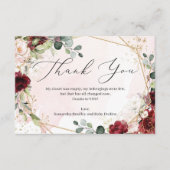 Blush bordeaux bloemengoud geometrisch Baby shower Informatiekaartje (Voorkant)