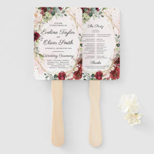 Blush bordeaux bloemengoud geometrisch programma handwaaier