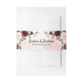 Blush bordeaux bloemengoud groen bruiloft uitnodigingen wikkel (Voorkant Voorbeeld)