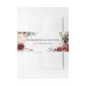 Blush bordeaux bloemengroen eucalyptus goud uitnodigingen wikkel (Voorkant Voorbeeld)