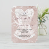 Blush bordeaux glitter marmer vrijgezellenfeest kaart (Staand voorkant)