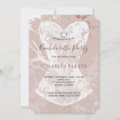 Blush bordeaux glitter marmer vrijgezellenfeest kaart (Voorkant)