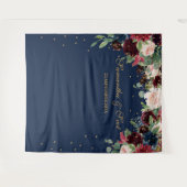 Blush bordeaux roze en marine bloemenboho bruiloft wandkleed (Voorkant (horizontaal))