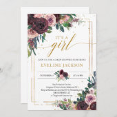 Blush bordeaux stoffig roze mauve bloemengoud lijs kaart (Voorkant / Achterkant)