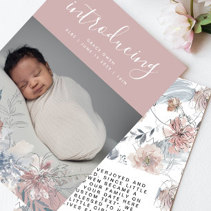 Blush Botanical Boho Summer Florals Baby Girl Aankondiging