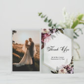 Blush Botanical Elegant Photo Thank You Card Bedankkaart (Staand voorkant)