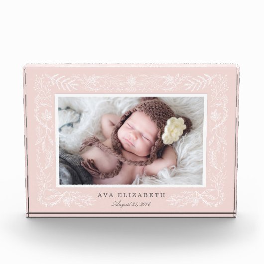 Blush Botanical Lijst | Baby Fotoblokken (Voorkant)