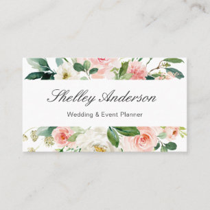 Blush Botanical Pink Floral Elegant Chic Calling Visitekaartje