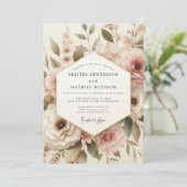 Blush Botanical Romance Wedding Kaart (Staand voorkant)