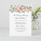 Blush Botanical Waterverf Memorial Service Kaart (Staand voorkant)