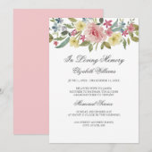 Blush Botanical Waterverf Memorial Service Kaart (Voorkant / Achterkant)