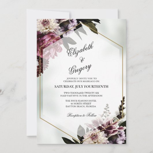 Blush botanical Wedding Invitation Kaart (Voorkant)