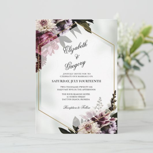Blush botanical Wedding Invitation Kaart (Staand voorkant)