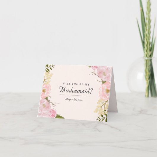 Blush Botanical Wil Je Mijn Bruidsmeisje Zijn Kaar (Voorkant)