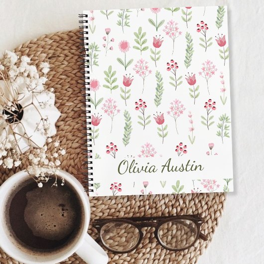 Blush Botanisch Dagboek Gepersonaliseerd Bloemstuk Notitieboek