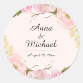 Blush Botanische Bloemen Bruiloft Stickers