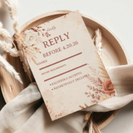Blush Botanische Elegante Rustieke RSVP Kaartje