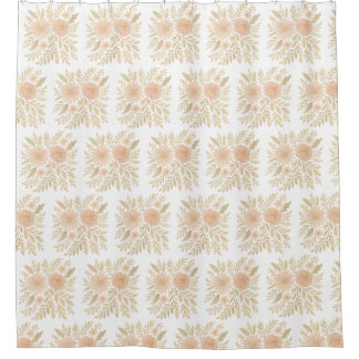 Blush Botanische Elegantie – Transparante Bloemkun Douchegordijn