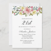 Blush Botanische Waterverf 21e verjaardag Kaart (Voorkant)