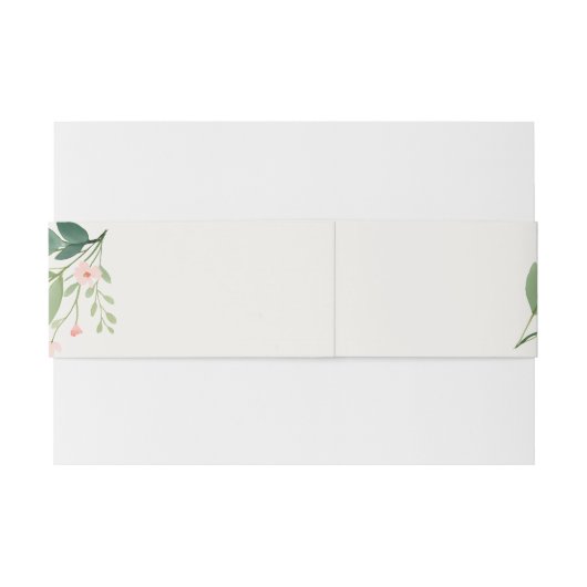 Blush Botanische Waterverf Groen en Bloemen Uitnodigingen Wikkel (Achterkant Voorbeeld)