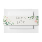 Blush Botanische Waterverf Groen en Bloemen Uitnodigingen Wikkel (Voorkant Voorbeeld)