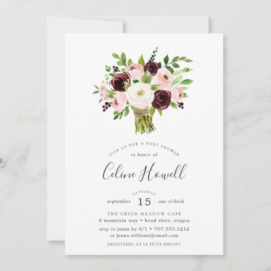 Blush Bouquet Baby shower Invitation Kaart (Voorkant)