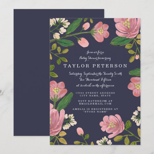 Blush Bouquet Baby shower Kaart (Voorkant / Achterkant)