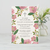 Blush Bouquet Baptisme Kaart (Staand voorkant)