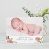 Blush Bouquet Birth Announcement Aankondiging (Staand voorkant)