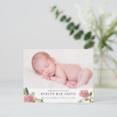 Blush Bouquet Birth Announcement Aankondigingskaart (Staand voorkant)