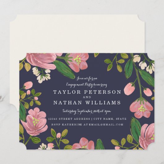 Blush Bouquet Engagement Party Kaart (Voorkant / Achterkant)