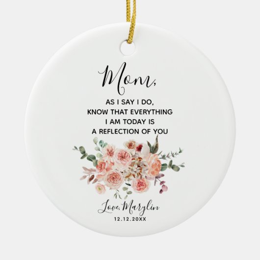 Blush Bouquet-gepersonaliseerde moeder van de Brid Keramisch Ornament (Voorkant)
