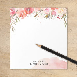 Blush Bouquet gepersonaliseerde naam Monogram Notitieblok