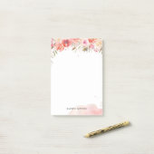 Blush Bouquet gepersonaliseerde naam Monogram Post-it® Notes (Op bureau)