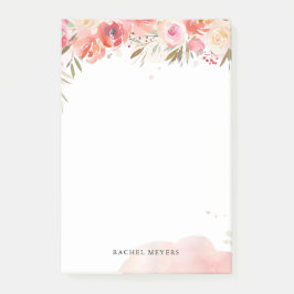 Blush Bouquet gepersonaliseerde naam Monogram Post-it® Notes
