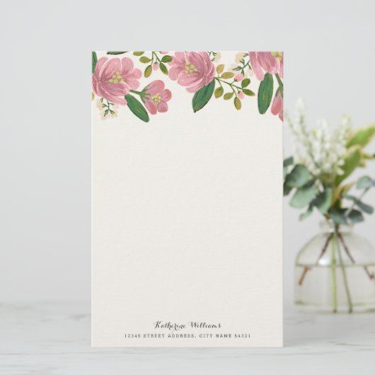 Blush Bouquet persoonlijke schrijfbenodigdheden Briefpapier (Staand voorkant)