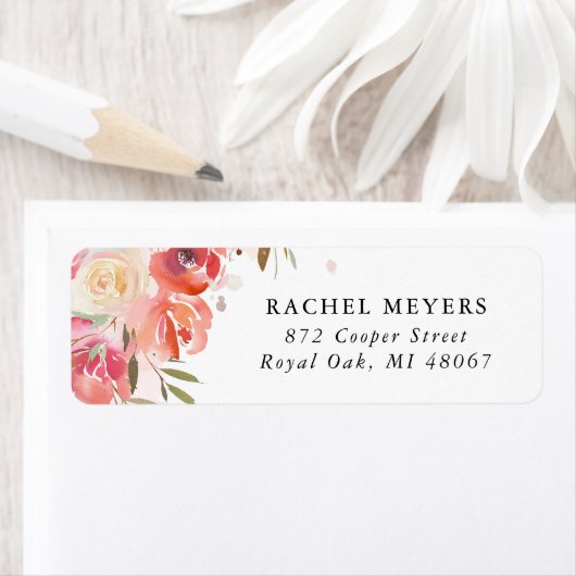 Blush Bouquet Return-adres Etiket (Insitu)