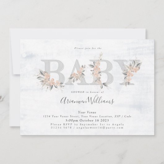 Blush bouquet roze Baby shower Uitnodiging (Voorkant)