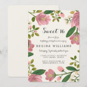 Blush Bouquet Sweet 16 Kaart (Voorkant / Achterkant)