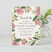 Blush Bouquet Sweet 16 Kaart (Staand voorkant)