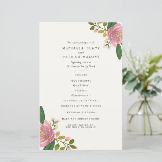 Blush Bouquet Wedding Programs (Staand voorkant)