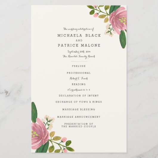 Blush Bouquet Wedding Programs (Voorkant)