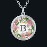 Blush Bouquet Zilver Vergulden Ketting<br><div class="desc">Handgeschilderd roze floreel patroon ontworpen door Shelby Allison.</div>