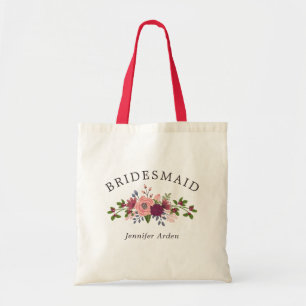 Blush & Bourgogne Bloemen Bruiloft Bruidsmeisje Tote Bag