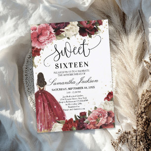 Blush Bourgogne bloemen jurk Kaart